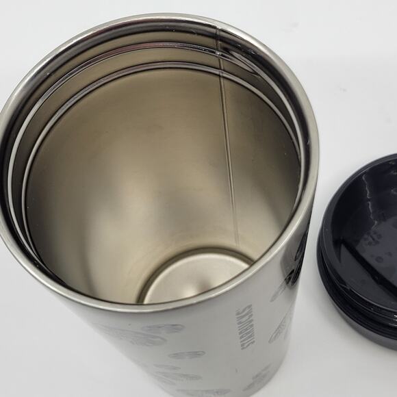 2014 Starbucks Mermaid Logo Circles Silver Stainless Steel Tumbler Travel Mug - Picture 5 of 11